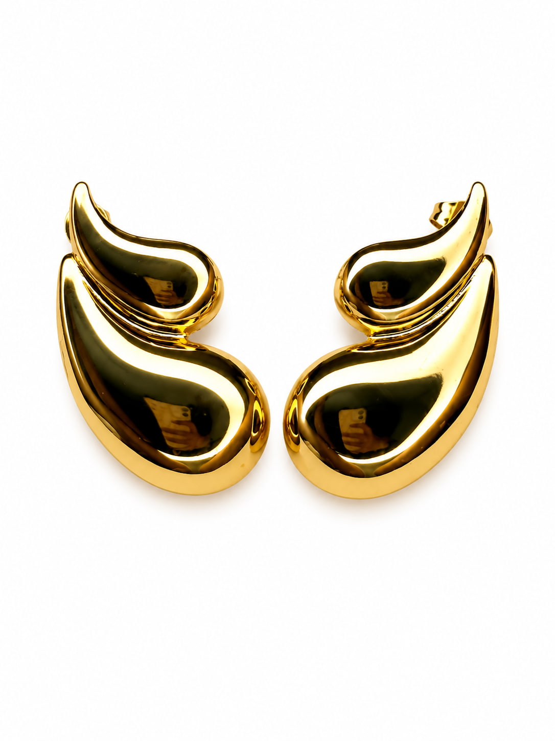 Fluid Wave Stud Earrings | 18K Gold Plated Anti Tarnish Studs