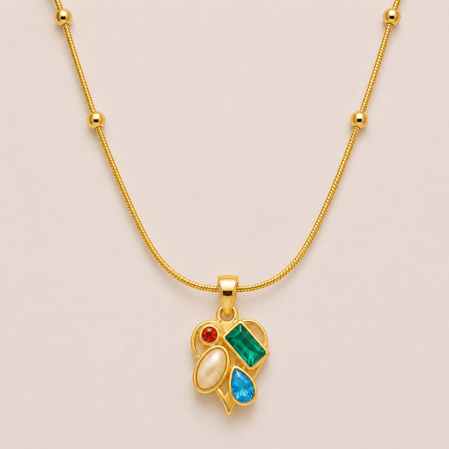 Mosaic Prism Necklace | 18K Gold Plated Stainless Steel