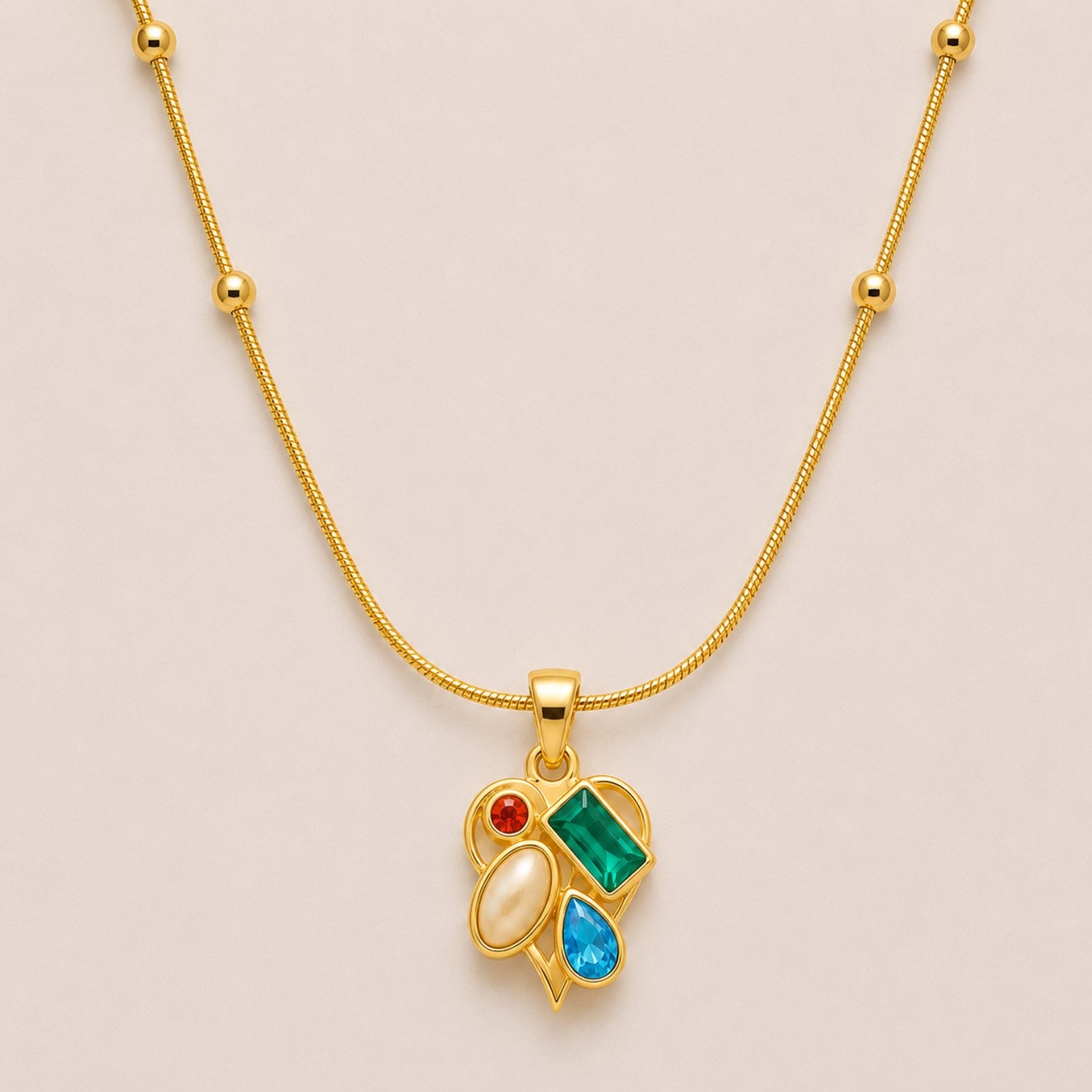 Mosaic Prism Necklace | 18K Gold Plated Stainless Steel